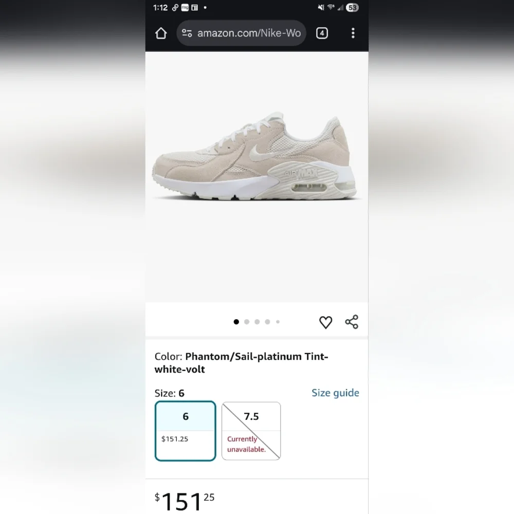 Nike Air Max Excee Cream and White Sneakers Platinium Sz 10 - Picture 9 of 9